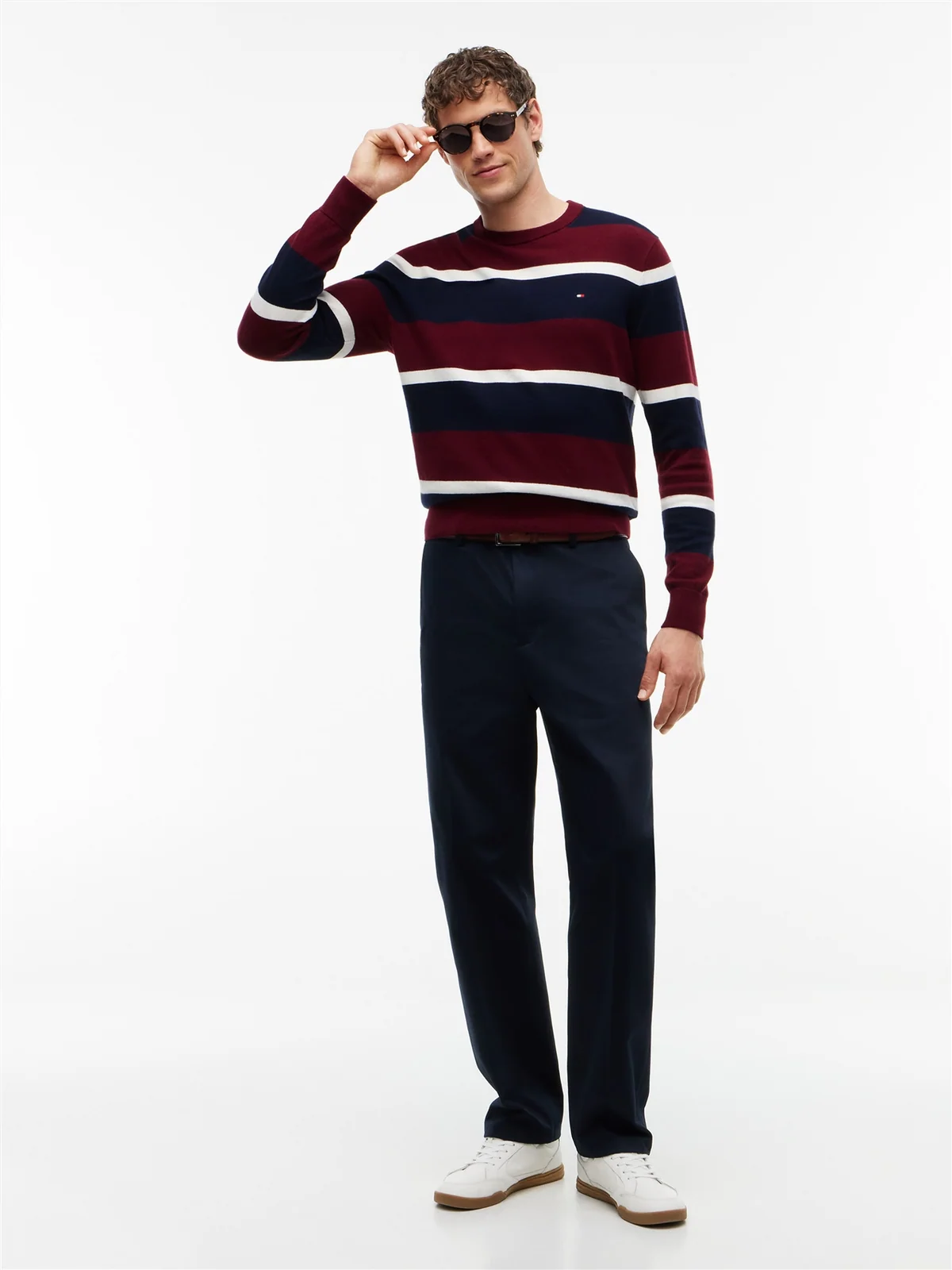 Tommy Hilfiger Striped Pima Cotton Cashmere Blend Sweater - Multi - XL
