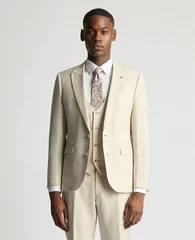 Remus Uomo Linen-Blend Suit Jacket - Stone - 38R