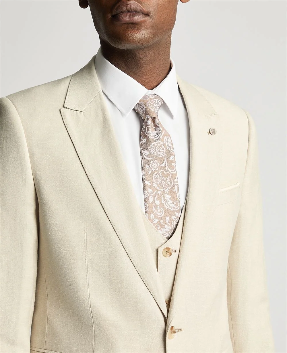 Remus Uomo Linen-Blend Suit Jacket - Stone - 38R