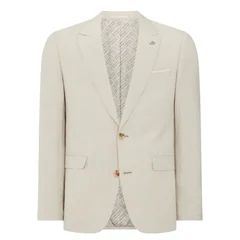 Remus Uomo Linen-Blend Suit Jacket - Stone - 38R