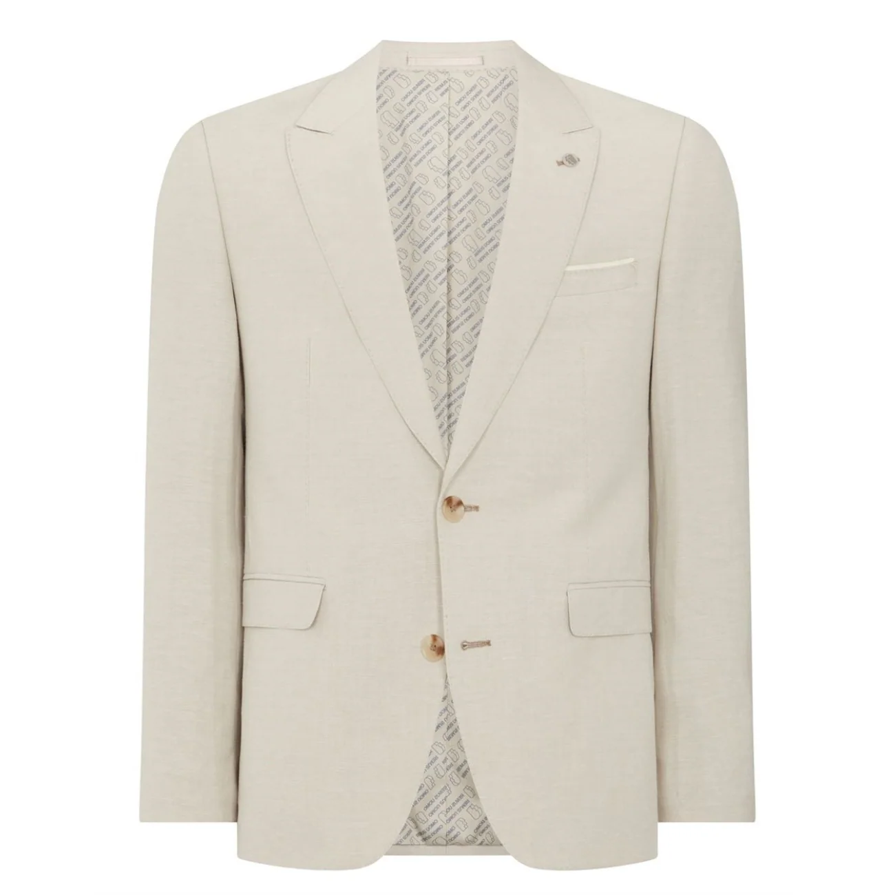 Remus Uomo Linen-Blend Suit Jacket - Stone - 38R