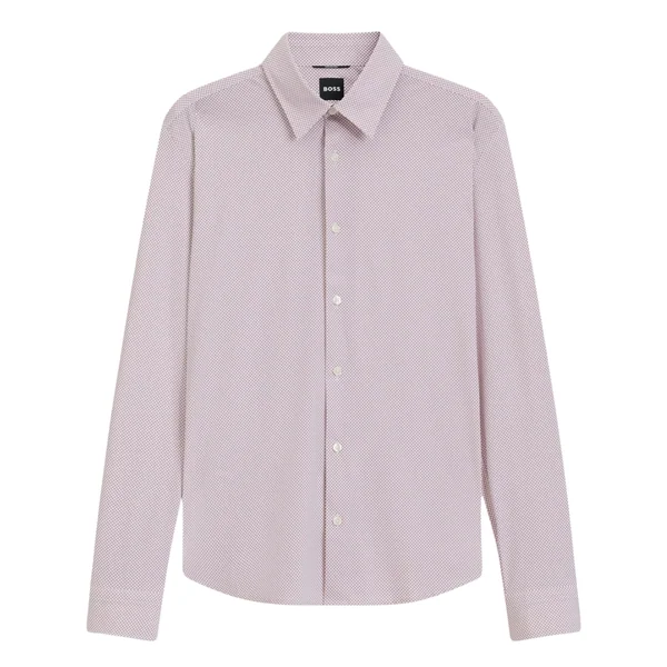 Boss Printed Liam Stetch Jersey Shirt - Pink - M