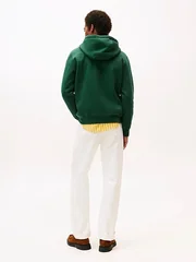 Tommy Hilfiger Logo Embroidery Fleece Hoodie L6k - Green - L