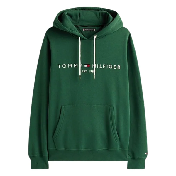 Tommy Hilfiger Logo Embroidery Fleece Hoodie L6k - Green - L