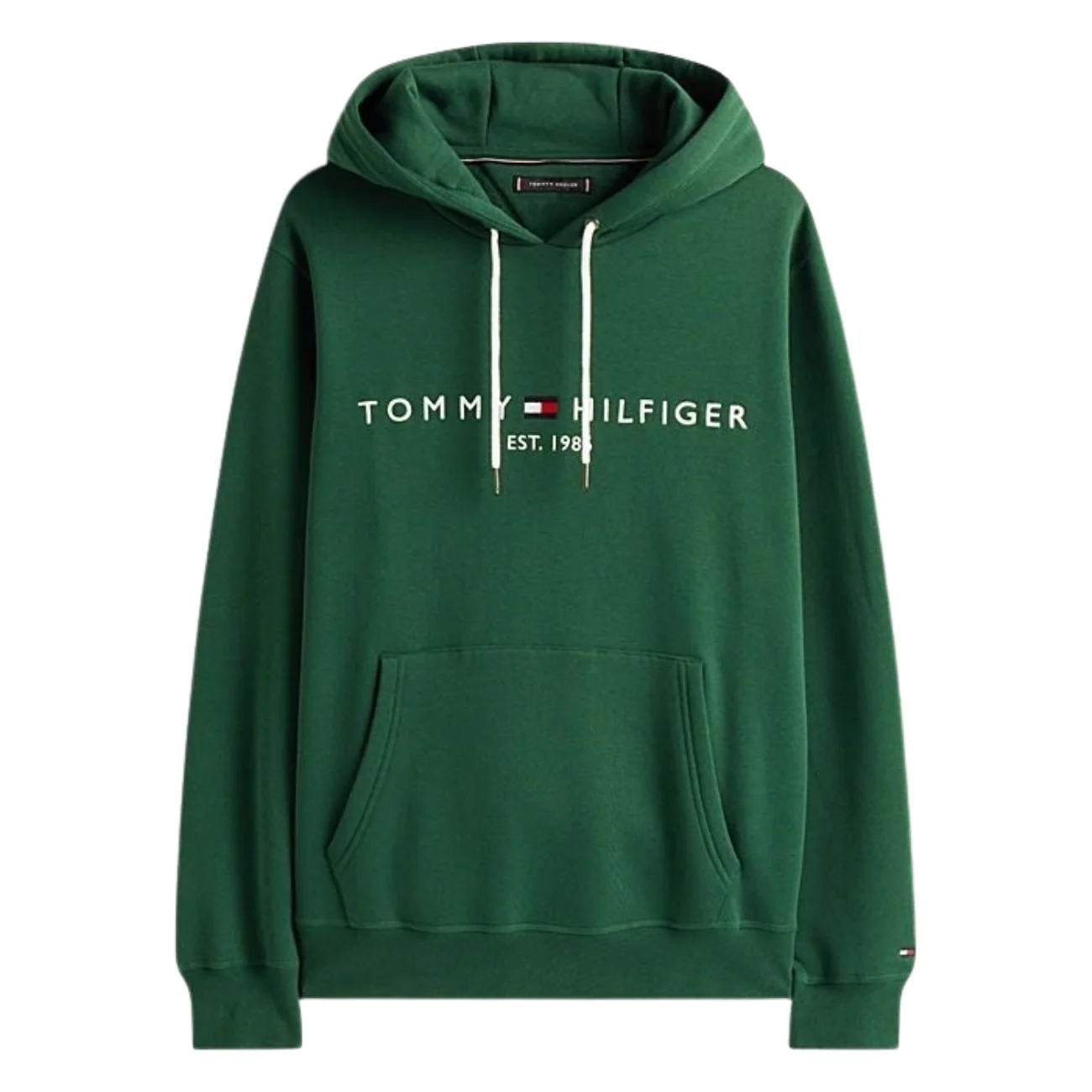 Tommy Hilfiger Logo Embroidery Fleece Hoodie L6k - Green - L