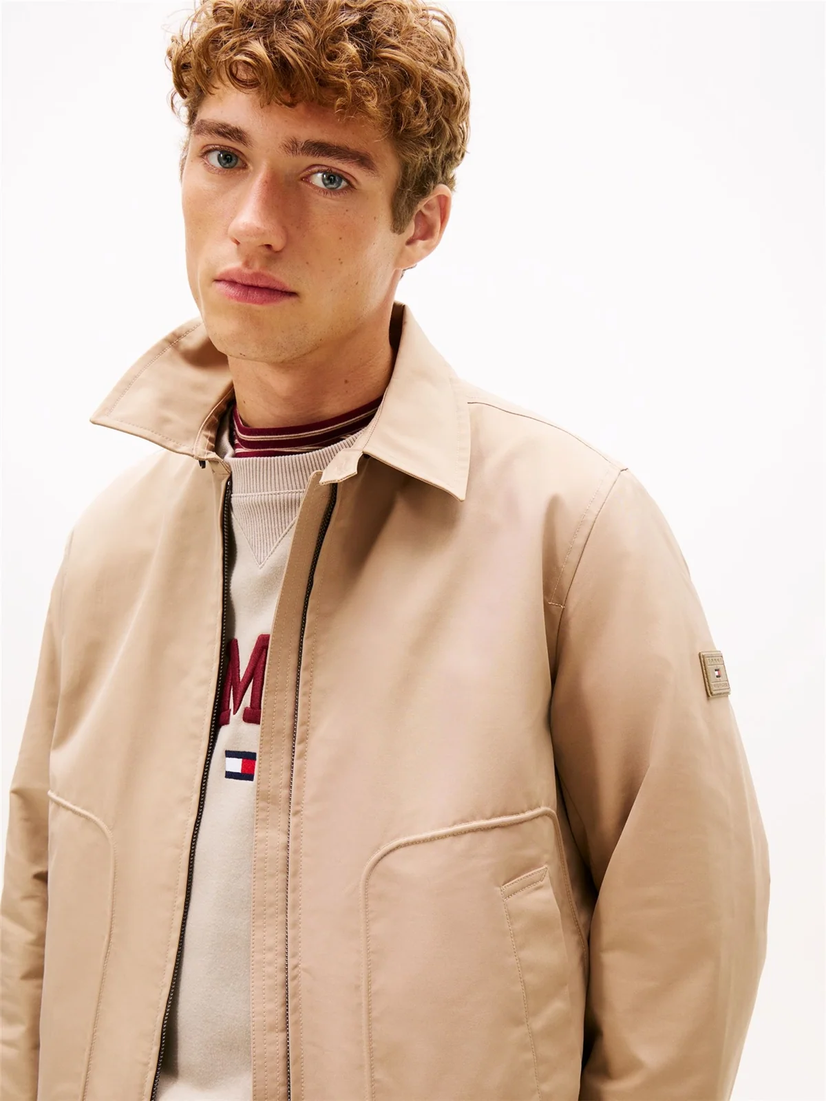 Tommy Hilfiger Packable Water Repellent Zip-Thru Ivy Jacket - Beige - 2XL