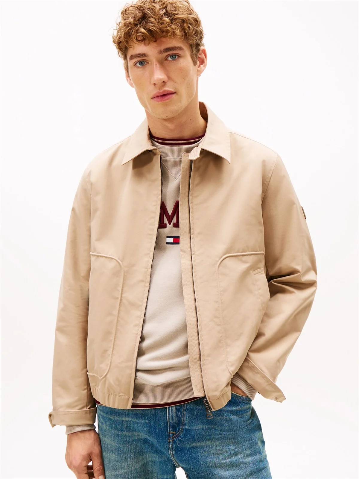 Tommy Hilfiger Packable Water Repellent Zip-Thru Ivy Jacket - Beige - 2XL