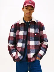 Tommy Jeans Check Teddy Overshirt Jacket - Navy - S