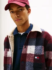 Tommy Jeans Check Teddy Overshirt Jacket - Navy - S