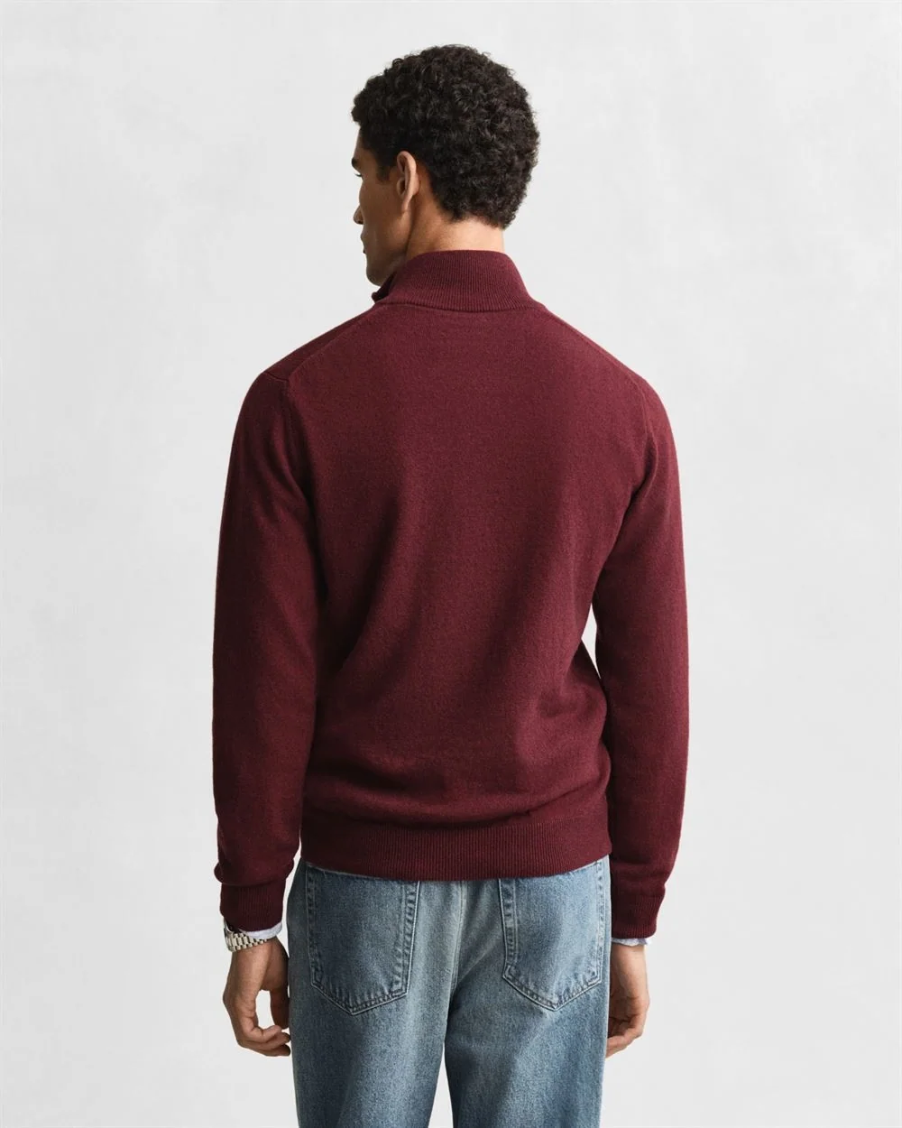 Gant Superfine Lambswool Half Zip Sweater - Wine - L