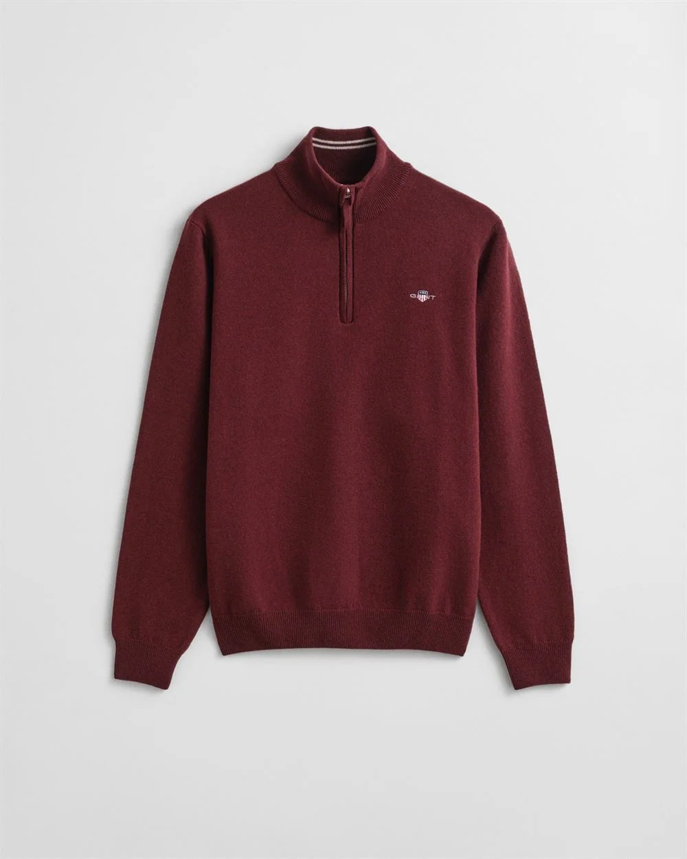 Gant Superfine Lambswool Half Zip Sweater - Wine - L