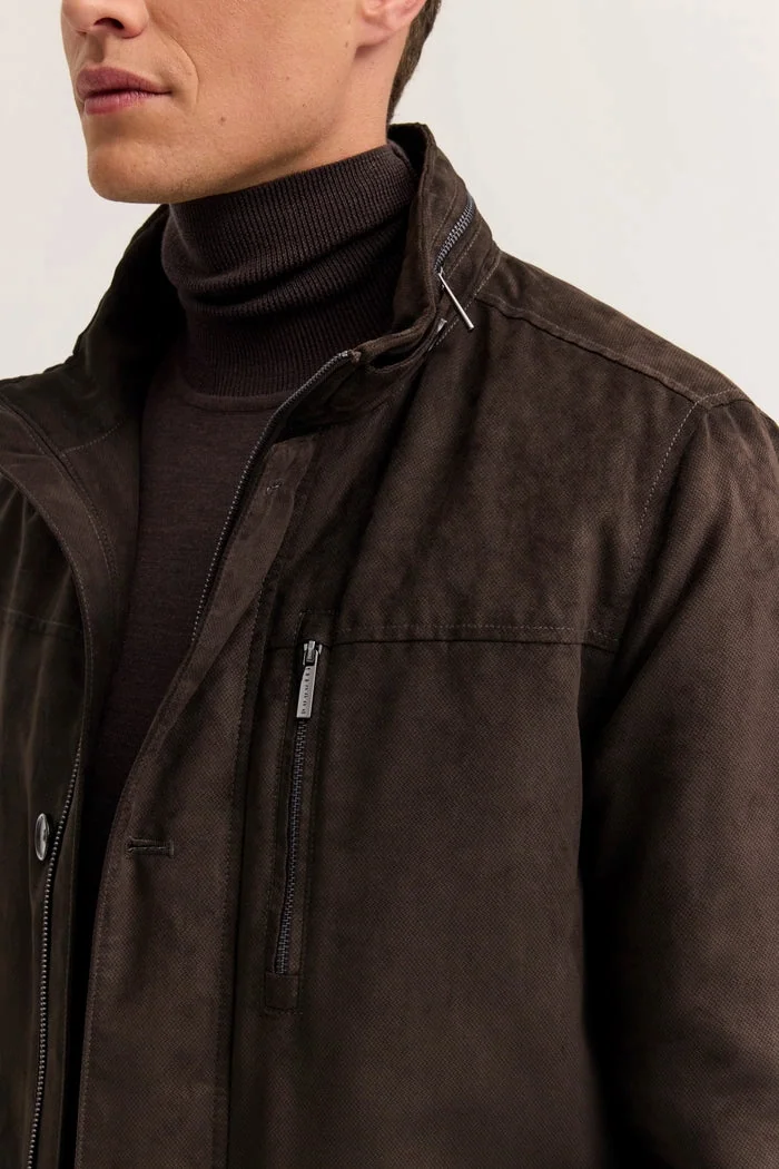 Bugatti Suede Water-Repellent Jacket - Brown - 44R