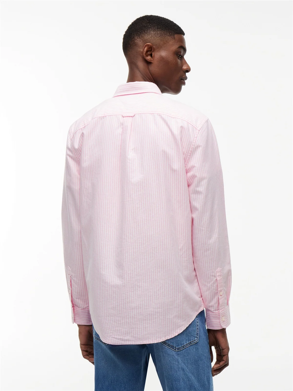 Tommy Jeans Regular Fit Flag Embroidery Striped Oxford Shirt - Pink - XL