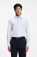 Boss P-Hank-S-Slim-fit Printed Stretch Jersey Shirt - White - 16