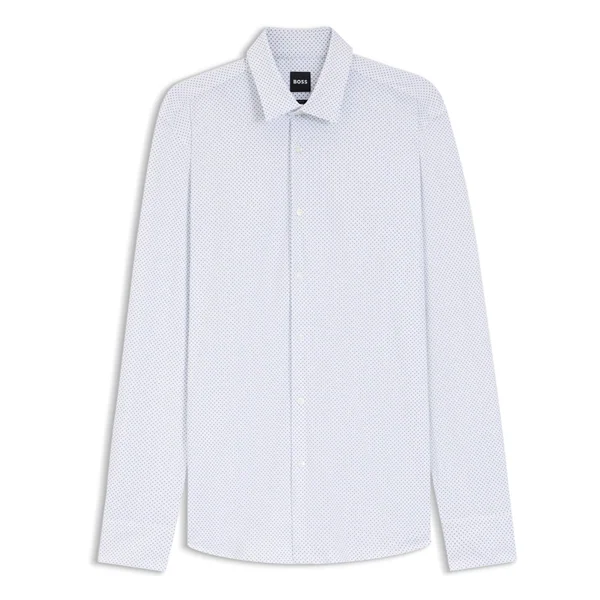 Boss P-Hank-S-Slim-fit Printed Stretch Jersey Shirt - White - 16