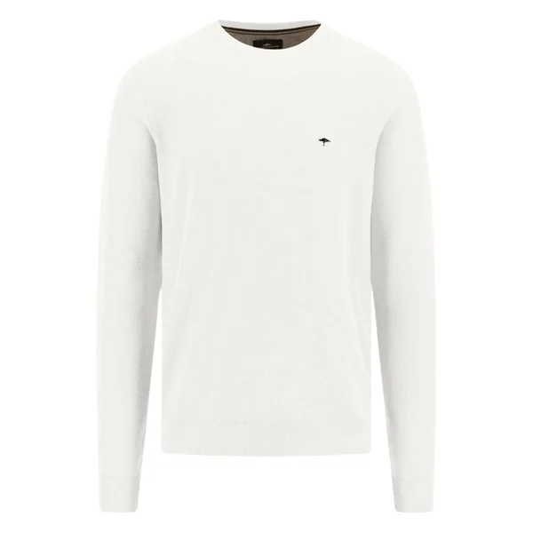 Fynch Hatton Fine Cotton Crew Neck Sweater - White - XL