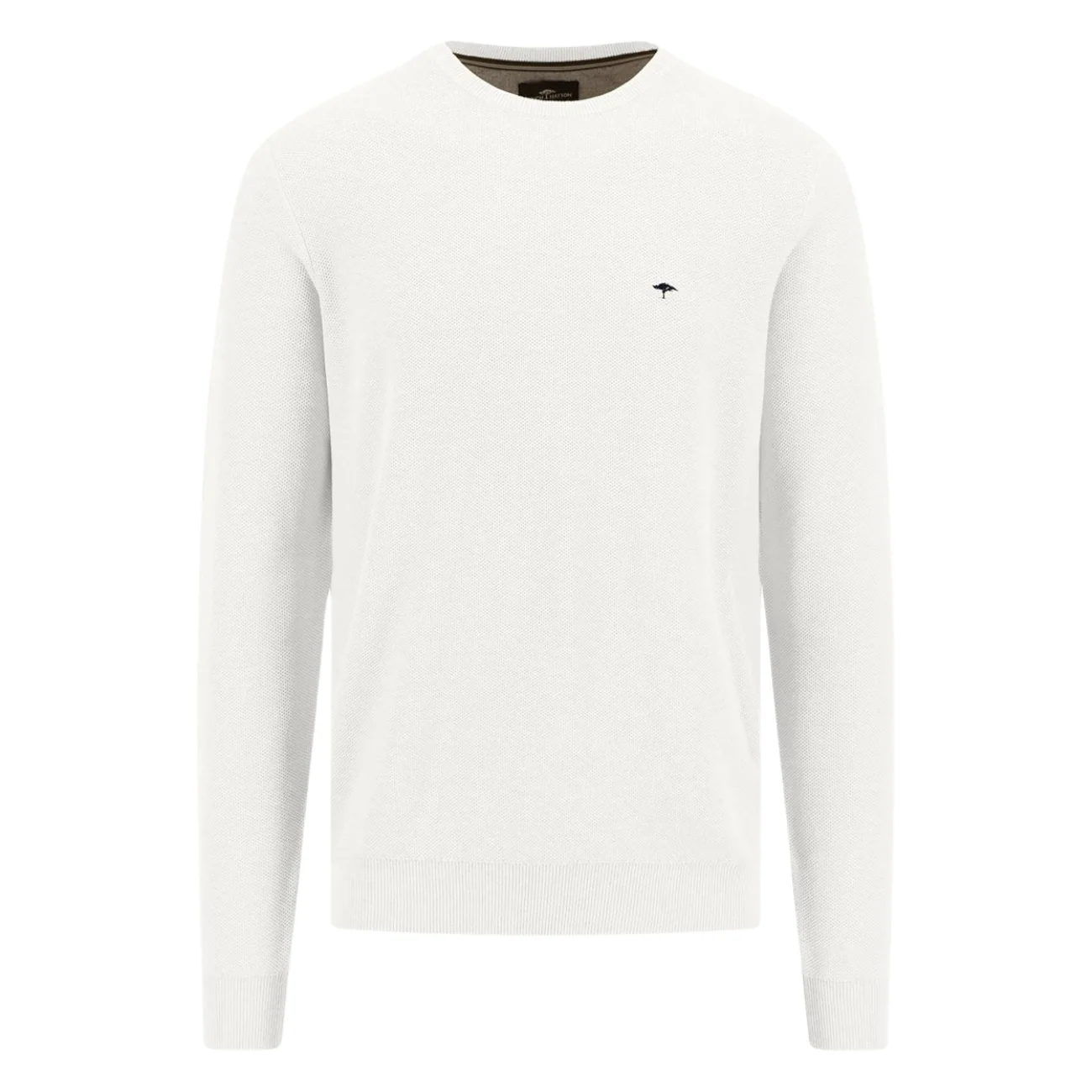 Fynch Hatton Fine Cotton Crew Neck Sweater - White - XL