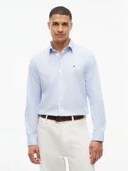 Tommy Hilfiger Flex Hairline Poplin Flex Shirt - Blue - L