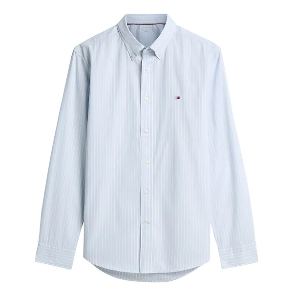Tommy Hilfiger Flex Hairline Poplin Flex Shirt - Blue - L
