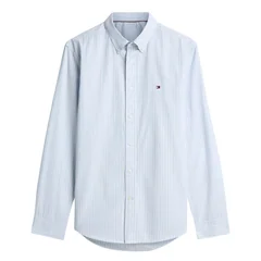 Tommy Hilfiger Flex Hairline Poplin Flex Shirt - Blue - L