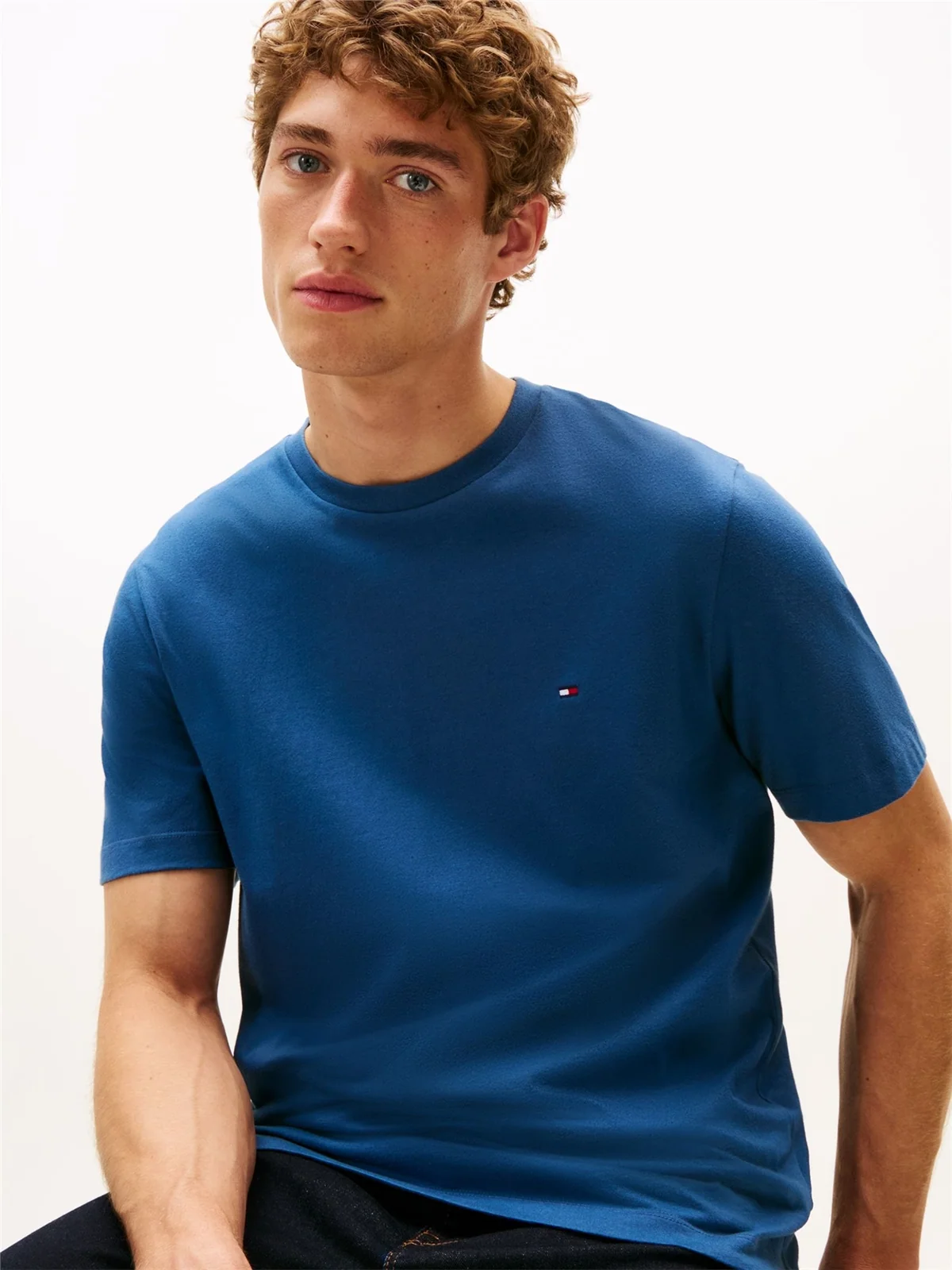 Tommy Hilfiger Flag Embroidery Crew Neck T-Shirt - Blue - XS