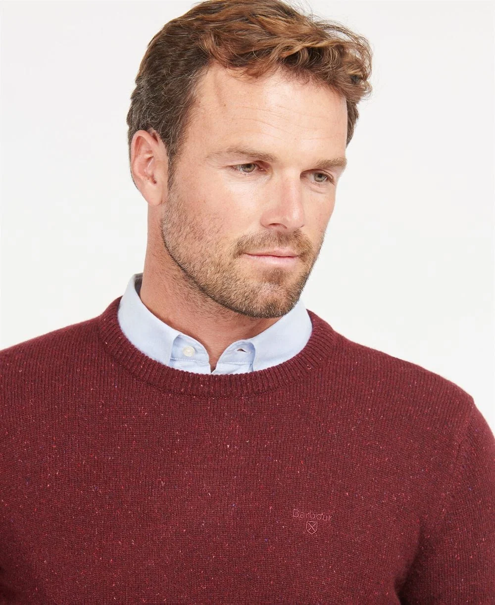 Barbour Essential Tisbury Crew Neck Sweater - Wine - L