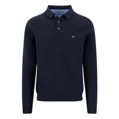 Fynch Hatton Longsleeve Superfine Polo Shirt - Navy - S