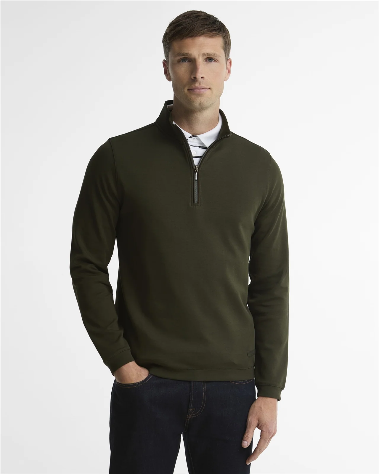 Barbour Guy Half Zip Sweatshirt - Green - M