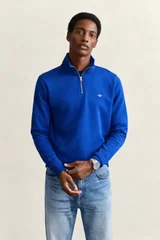 Gant Reg Shield Half Zip Sweatshirt - Bright Blue - S