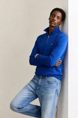 Gant Reg Shield Half Zip Sweatshirt - Bright Blue - S
