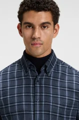 Boss Rickert_M Cotton Flannel Shirt - Navy - XL