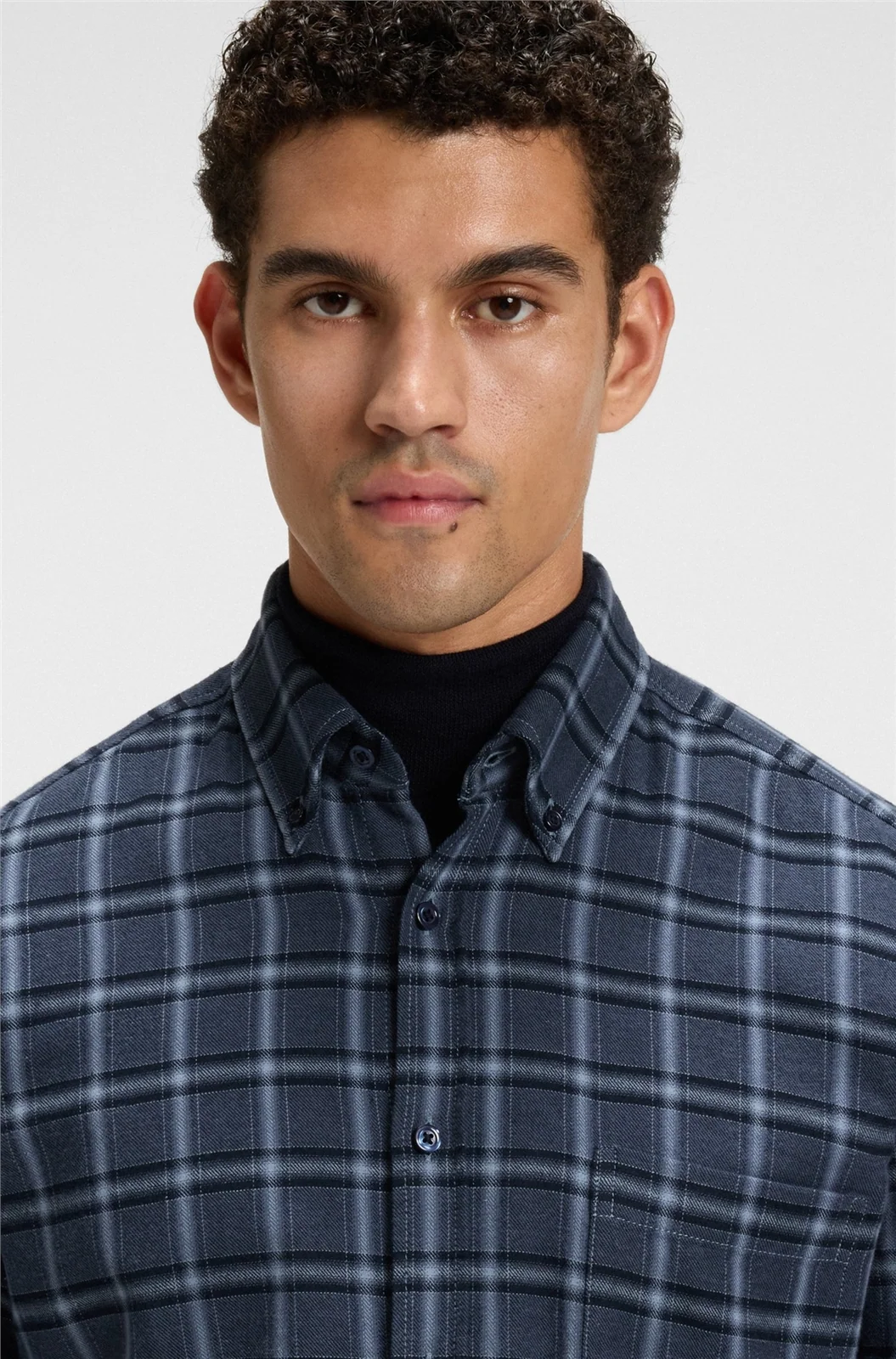 Boss Rickert_M Cotton Flannel Shirt - Navy - XL