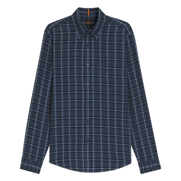 Boss Rickert_M Cotton Flannel Shirt - Navy - XL