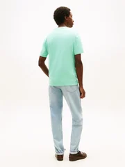 Tommy Hilfiger Flag Embroidery Crew Neck T-Shirt - Aqua Blue - XL