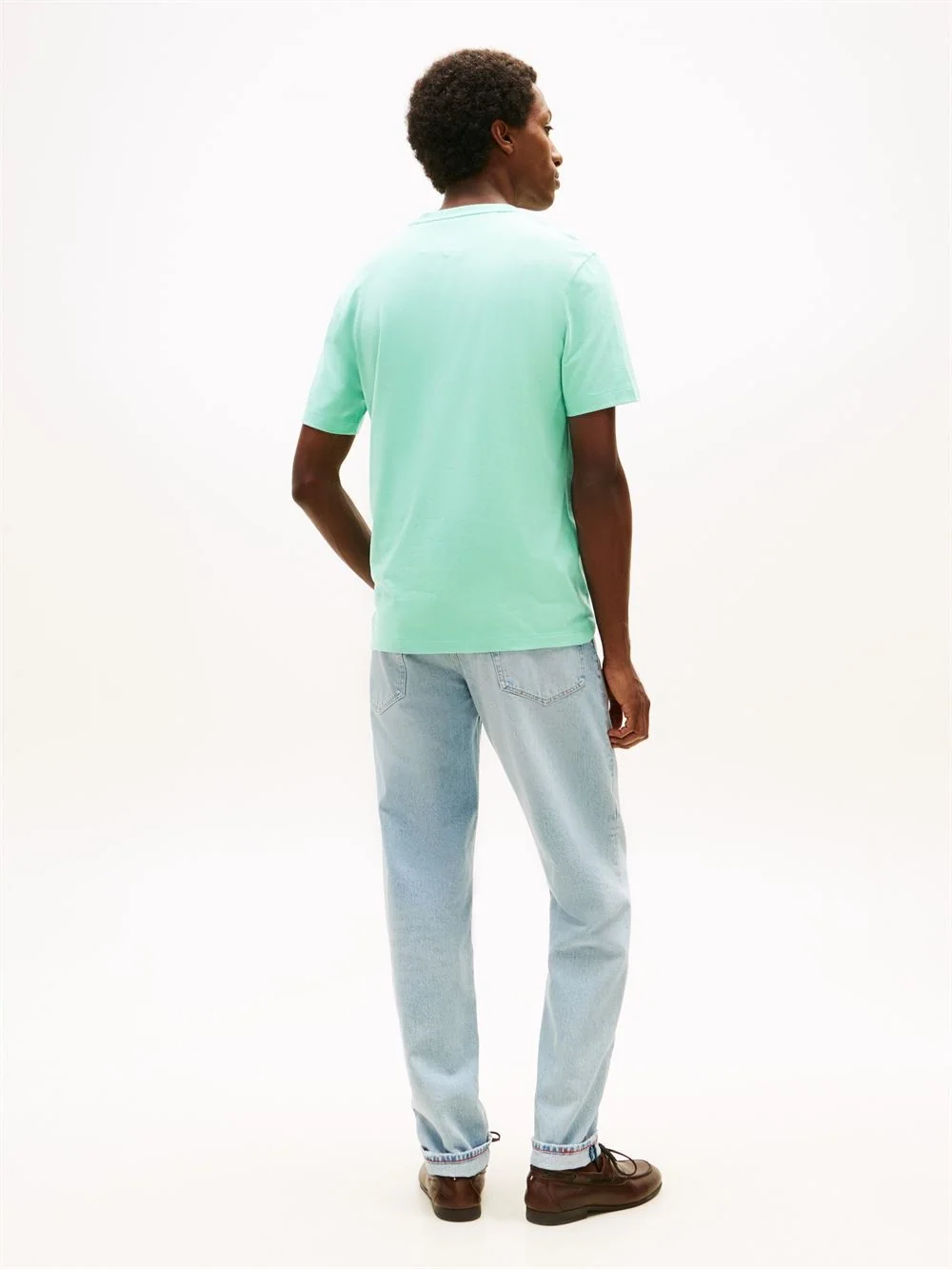 Tommy Hilfiger Flag Embroidery Crew Neck T-Shirt - Aqua Blue - XL