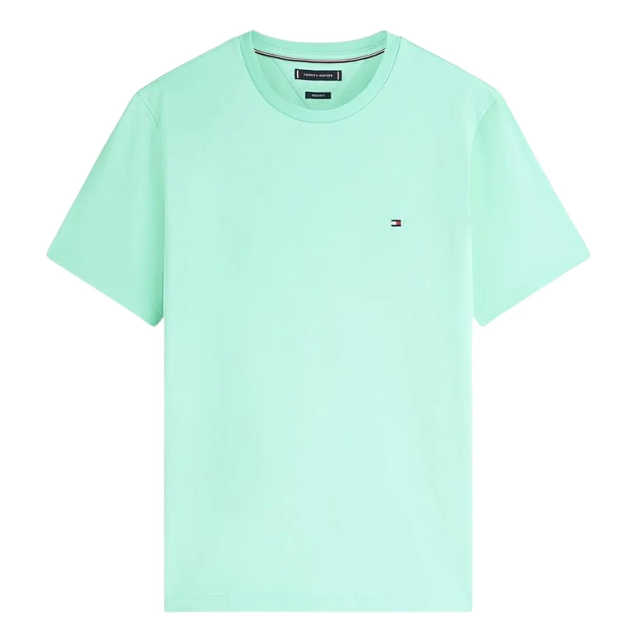 Tommy Hilfiger Flag Embroidery Crew Neck T-Shirt - Aqua Blue - XL
