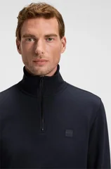 Boss Zetrust Cotton-Terry Half Zip Sweatshirt - Blue - XL