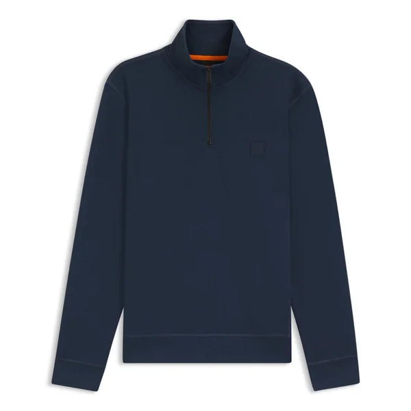 Boss Zetrust Cotton-Terry Half Zip Sweatshirt - Blue - XL