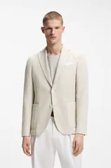 Boss C-Hanry Slim Fit Patterned Blazer - Beige - 42