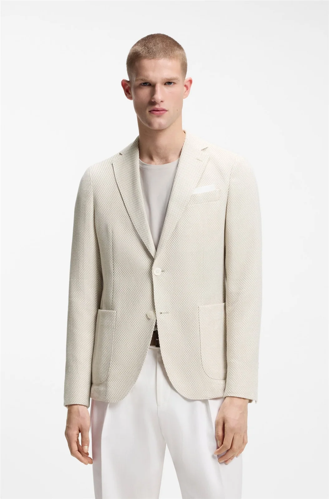Boss C-Hanry Slim Fit Patterned Blazer - Beige - 42