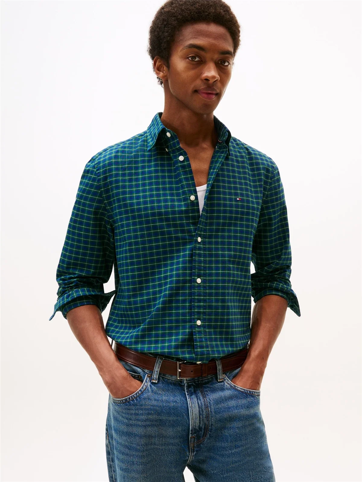 Tommy Hilfiger Heritage Oxford Check Shirt - Green/Navy - M