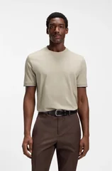 Boss Thompson Tipped Cotton-jersey T-shirt - Beige - XL
