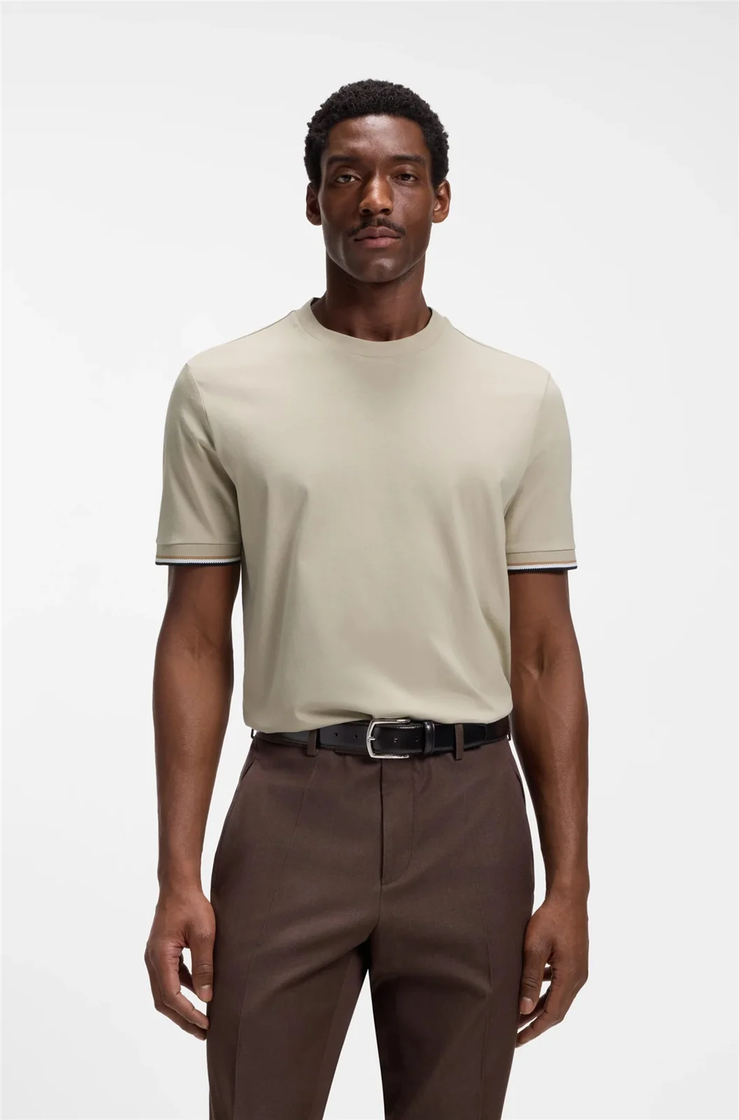 Boss Thompson Tipped Cotton-jersey T-shirt - Beige - XL