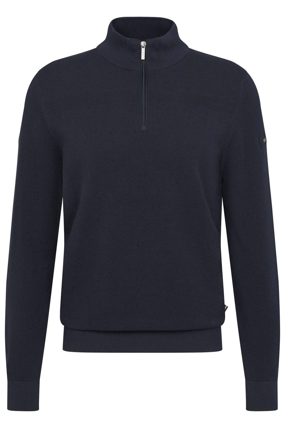Bugatti Mens Troyer Birdeye Knit Zip Neck Sweater - Navy - L