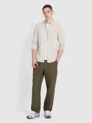 Farah Steen Slim Fit Brushed Organic Cotton Shirt - Beige - L