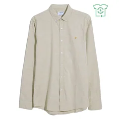 Farah Steen Slim Fit Brushed Organic Cotton Shirt - Beige - L