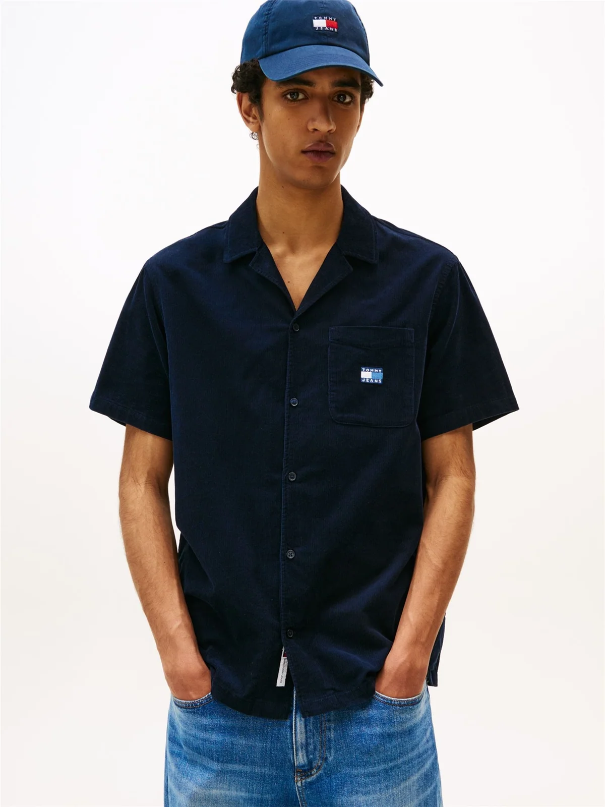 Tommy Jeans Cord Camp Shirt - Navy - L
