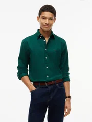 Tommy Hilfiger Flex Flannel Solid Coloured Shirt - Green - L