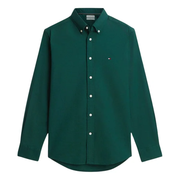 Tommy Hilfiger Flex Flannel Solid Coloured Shirt - Green - L