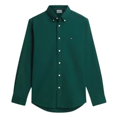 Tommy Hilfiger Flex Flannel Solid Coloured Shirt - Green - L
